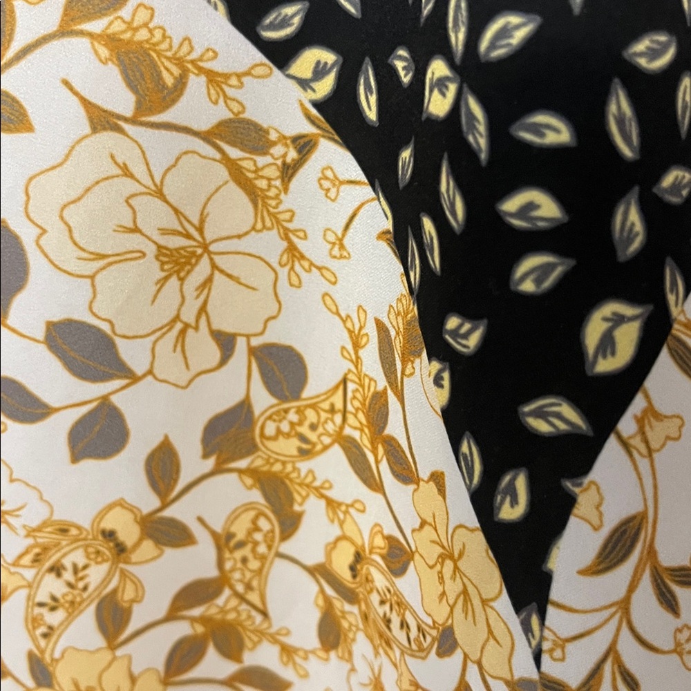 Greylin Cream, Black & Gold Floral High-Low Skirt - Picture 3 of 6